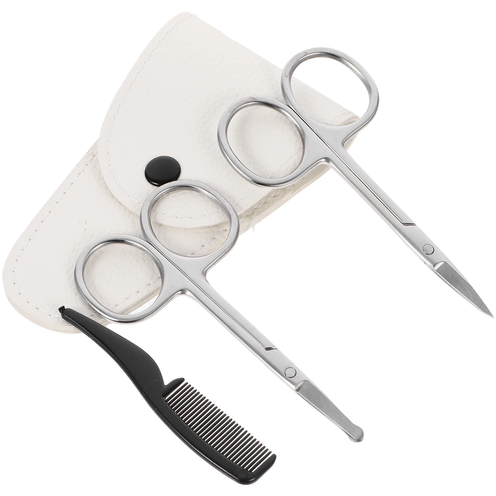 

4Pcs Nose Hair Scissors Set Stainless Steel Beard Trimming Shears Mustache Scissors Grooming Kit Durable Tool for Barber Home