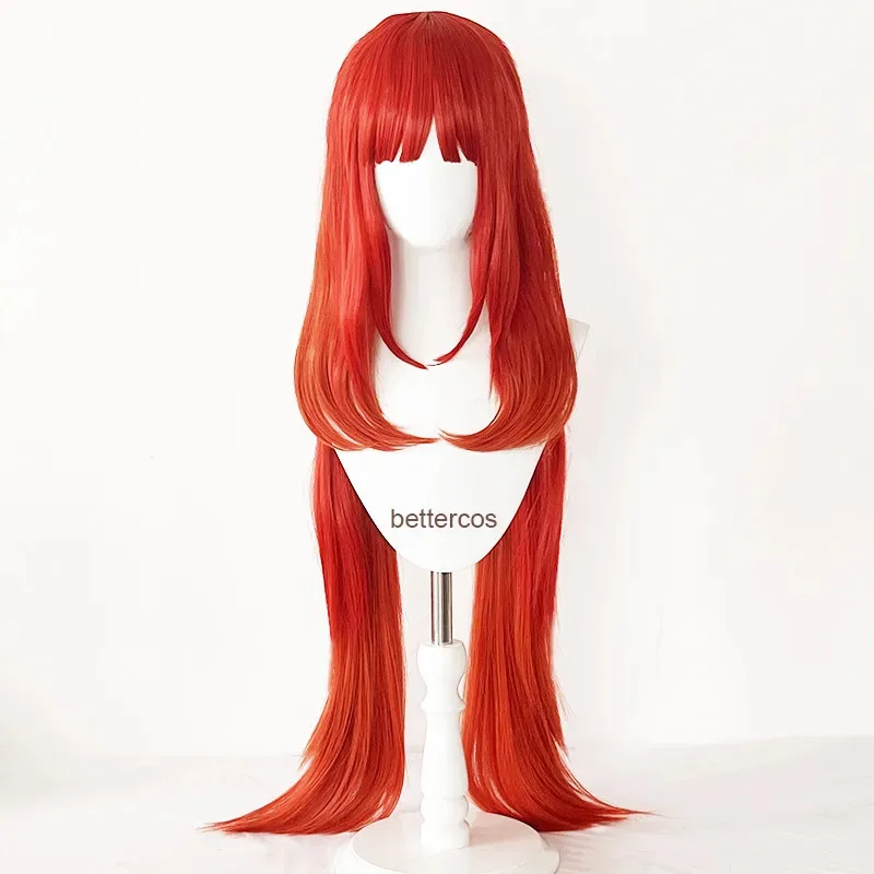 Nilou Impact Wig Merah Lurus Panjang Cosplay Anime Wig Sintetis Tahan Panas Pra-gaya