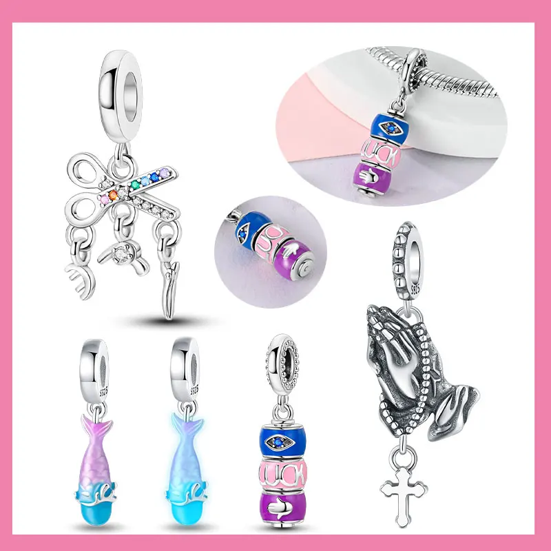Charms Silver 925 Ocean Glowing Fish Tail Beads Fit Charms Plata 925 Original Bracelet Beads Women Jewellery Making