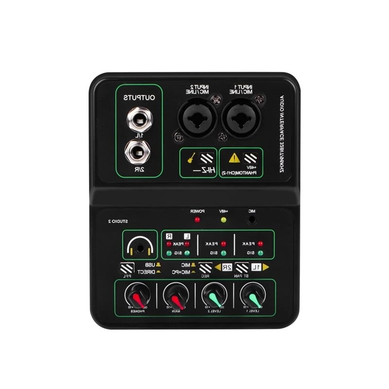 ABJF-For Live Show Recording 2 Channel Audio Mixer+ 48V 32BIT/96Khz Hi-Res Professional Mixer For DJ Podcast Party