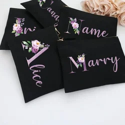 Custom Name Letters Cosmetic Bag Wedding Bridesmaid Gift Handbag Travel Makeup Bag Toilet Pouch Office Supplies Organizer Purse