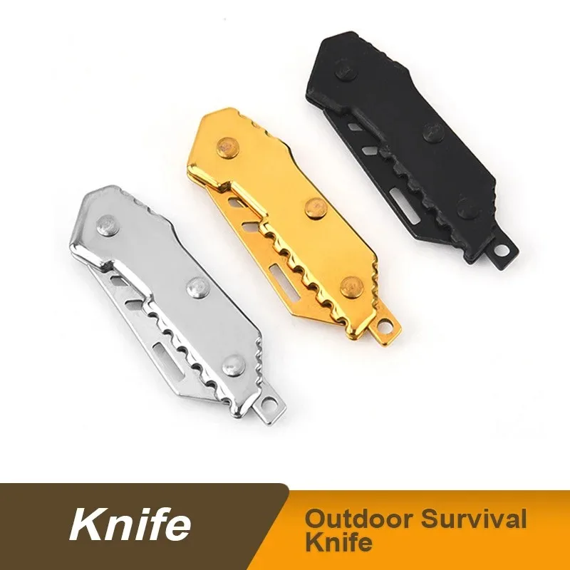 Multi Functionele Mini Sleutelhanger Klein Vouwmes Kamperen Buiten Zelfverdediging Survival Tool Open Express Mes