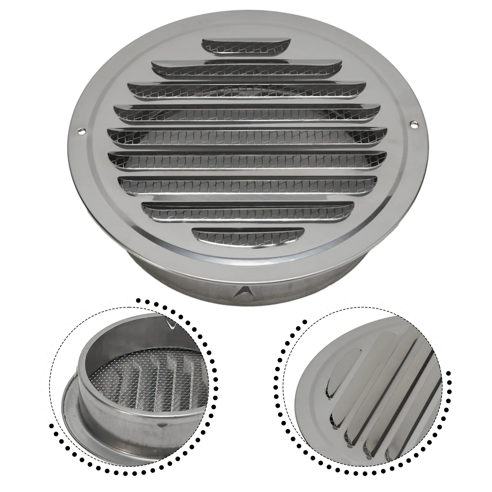 70mm-300mm Round Stainless Steel Vent Grille Exterior Wall Duct Ventilation Tool Exhaust Grille Cover Cooling Heating Vent Cap