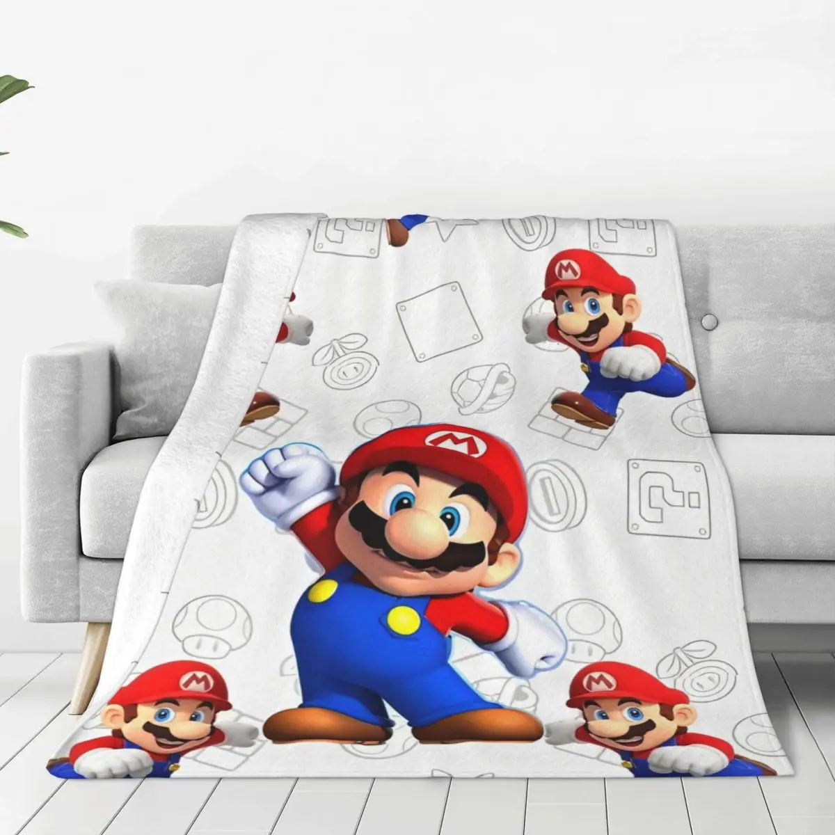 

Плюшевое одеяло из кораллового флиса Marios, винтажные игровые персонажи, одеяла с героями мультфильмов для дома, автомобиля, теплое покрывало