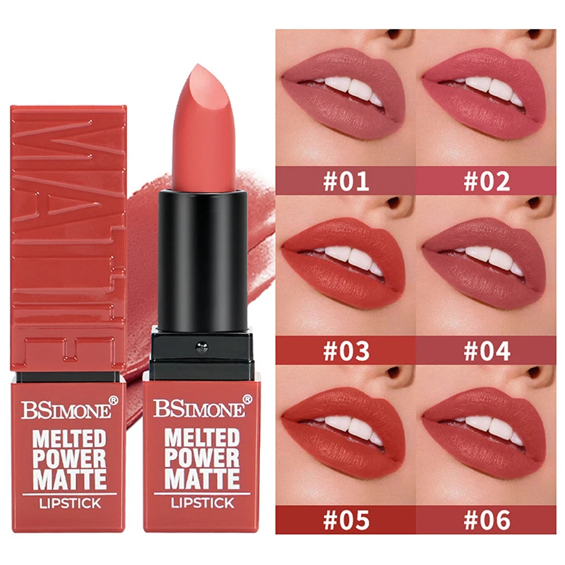 Brillo Labial Mate de Terciopelo BSIMONE - Tinte Labial Rojo Impermeable, Hidratante y de Larga Duración, Para Todo Tipo de Piel