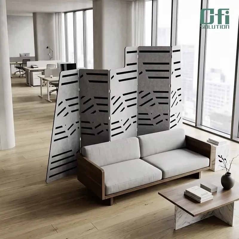 Sound Absorbing Eco-Friendly Polyester Acoustic Office Partition Engraving Acoustic Space Partition for Open Workspace