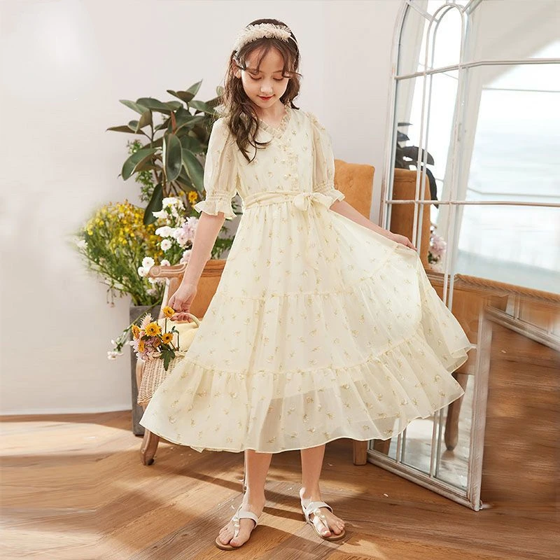 Summer Girls Dress 12 Children\'s Clothing Sweet Little Fresh Elegant Fashion Kids Princess Party Dresses Wedding of 10 Years Old