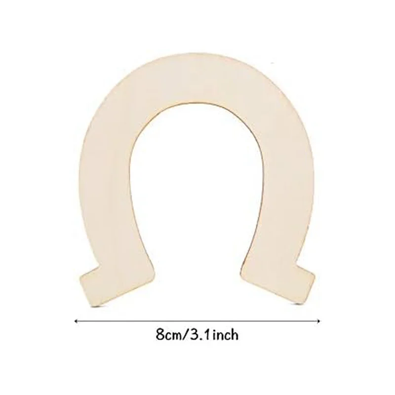 Horseshoe Unfinished Wood Cutouts Wooden Horseshoe for DIY Craft, Party,Wedding and Birthday,48PCS