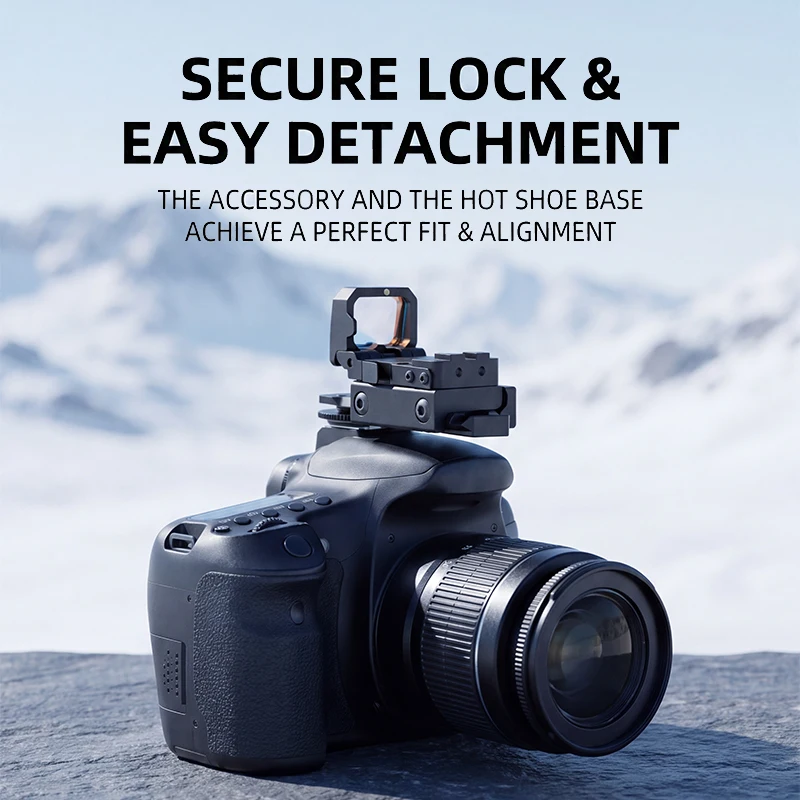 Picatinny Rail Hot Shoe Adapter for DSLR Mirrorless Camera, Secure Lock Easy Detach Cold Shoe Mount for Sight Flash Accessories