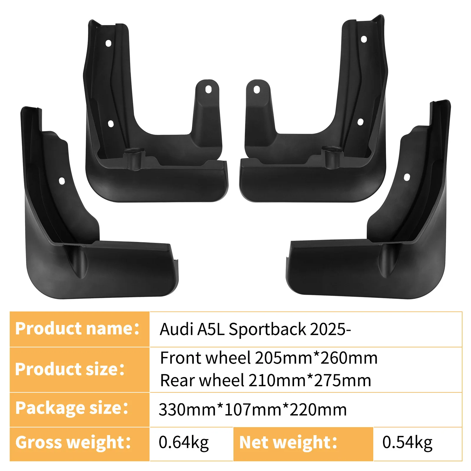 For Audi A5L Sportback 2025 Front Rear Mud Flaps Mudguards Splash Guards Hot Selling Auto Accessories