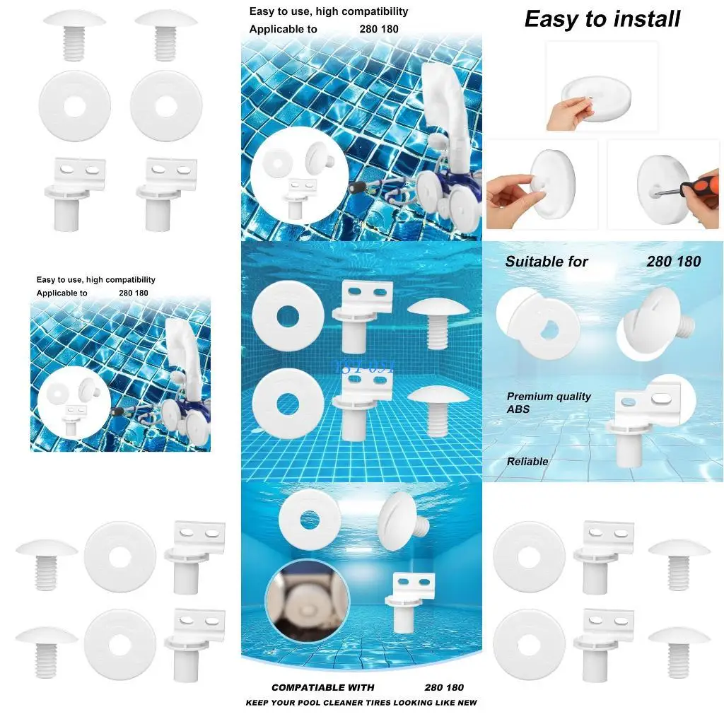 

E15A ABS Plastic Pool Cleaner Repair Parts 6PCS Axles Screws Washers Rebuild For 280 180 Slip