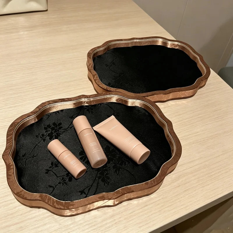 Vintage Palace Velvet Viewing Tray, Light Luxury Organizer for Agate Jade & Hand String, Counter Showcase Prop