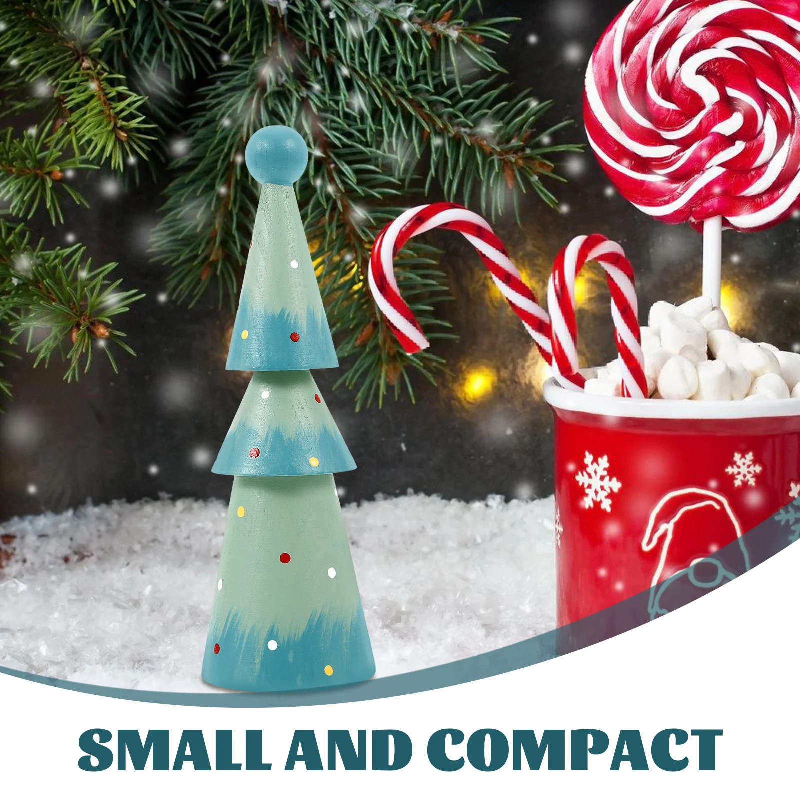 

Christmas Tree Ornament Sky Blue Mini Trees for Desktop Tabletop Xmas Party Home Office Decor Wood Material Lightweight