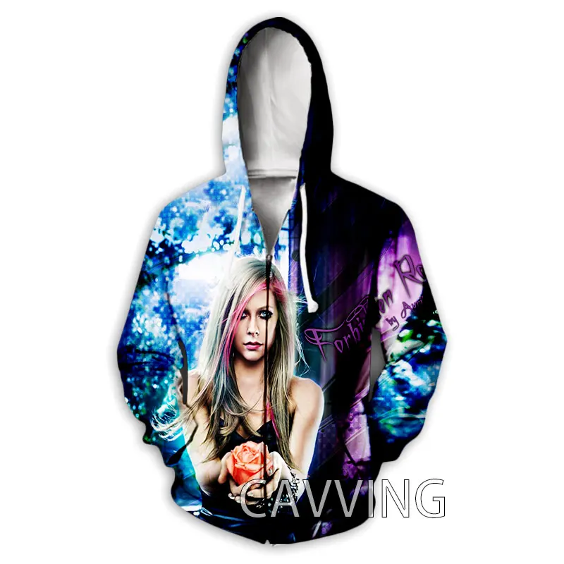 New Fashion  3D Print  Avril Lavigne  Zipper Hoodies Zip Up Hooded Sweatshirts Harajuku Hoodie Hip Hop Sweatshirts   Z01