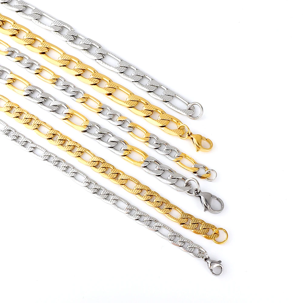 ASON Cuban Chain Necklace Women Men Stainless Steel Gold Color Link Chains Choker Female Male Collar Diy Accessories Gift