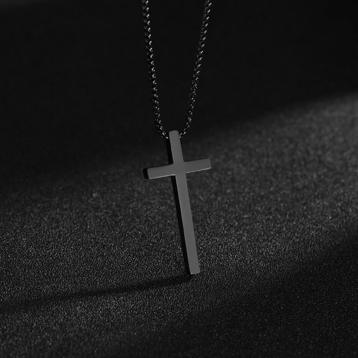 New Stainless Steel Gothic Pendant Necklace for Men Women Minimalist Jewelry Male Female Cross Chokers Silver Black Color