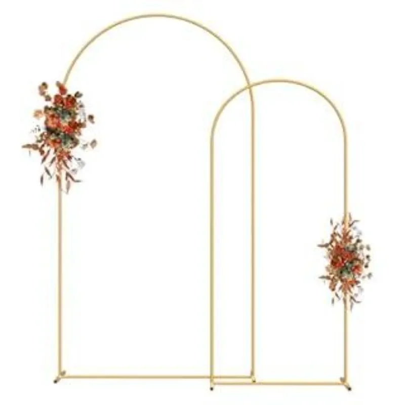 Gold Arch Backdrop Stand Becoration Set ,Metal Arch Stand Suitable for Graduation Ceremony Garden Floral Birthday Party