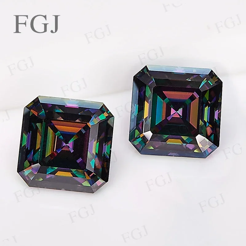 

【Asscher Pear Cut】Moissanite Diamond Rainbow Gree Brilliant VVS1 Lab Created Diamond GRA Certificate Charms for DIY Jewelry