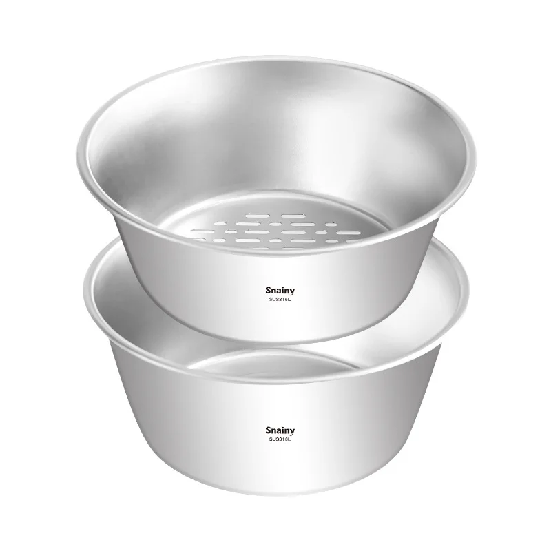 316 الفولاذ المقاوم للصدأ الفاكهة غسل وتصريف سلة الغذاء الصف صغيرة طبقة مزدوجة أطباق فاكهه حوض غسيل الخضروات الصغيرة جديد