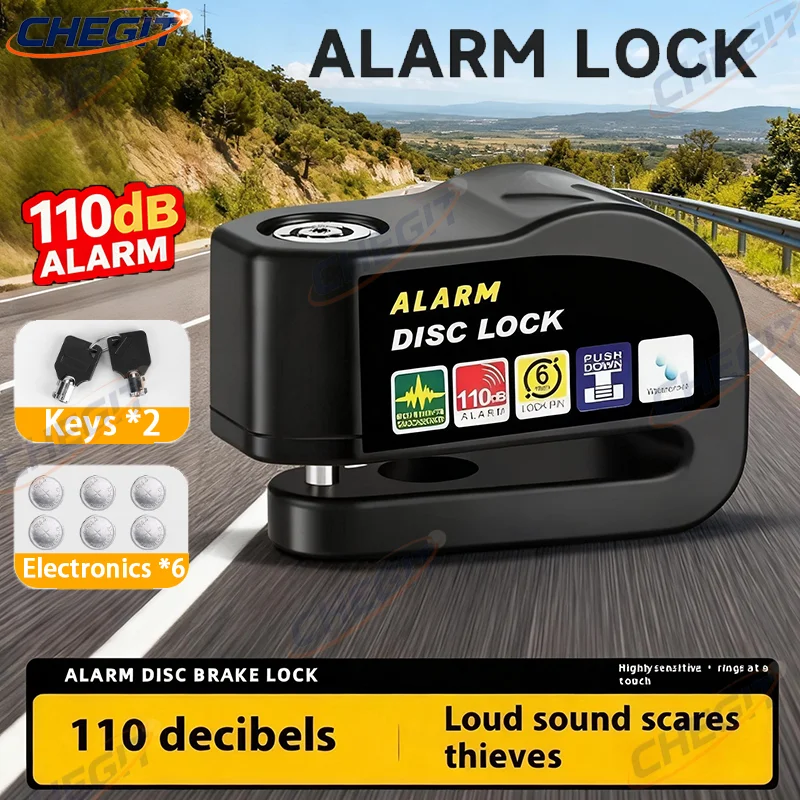 

Motorcycle Alarm Wheel Disk Brake Lock with Keys Bicycle Alarm Disc Brake Electric Lock Anti Theft Motorcycle Bike Accessories