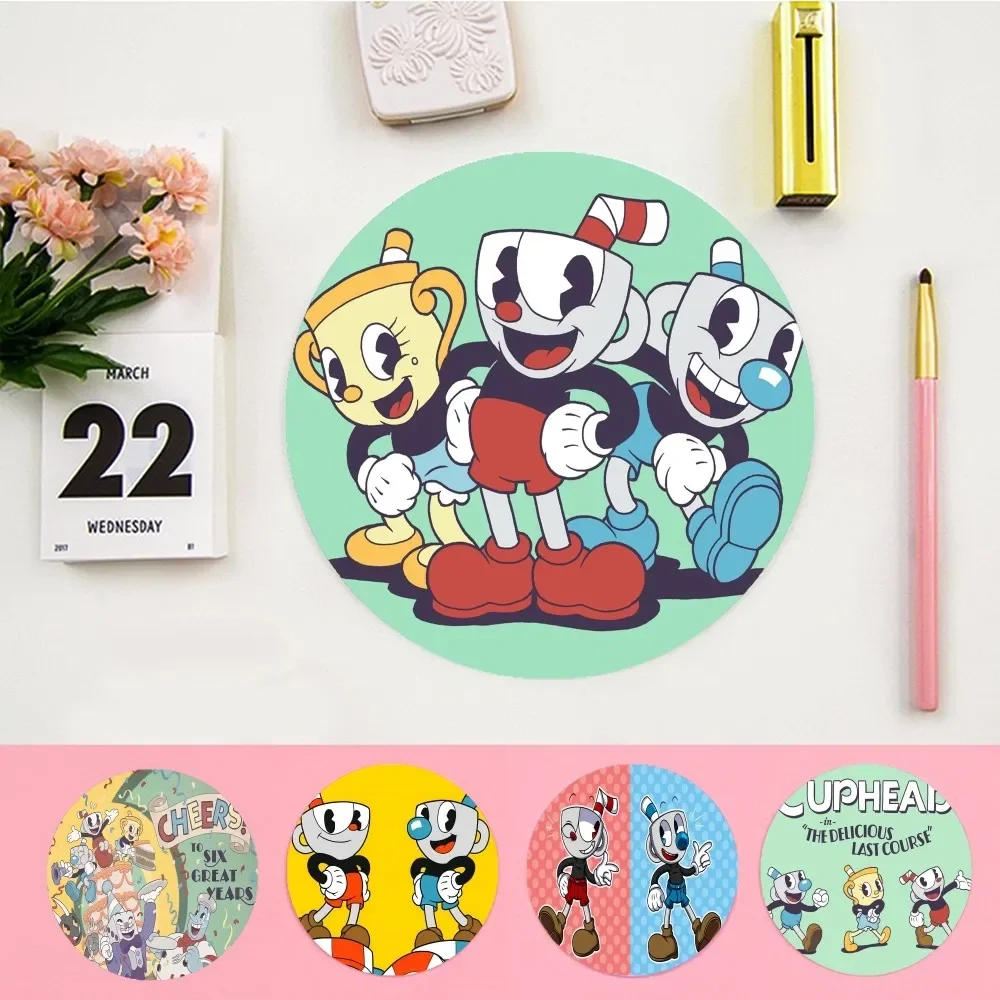 Cuphead APK Round Custom Skin Office Student Gaming Thickened Writing Pad Non-slip Cushion Mouse Pad Writing Desk Mats