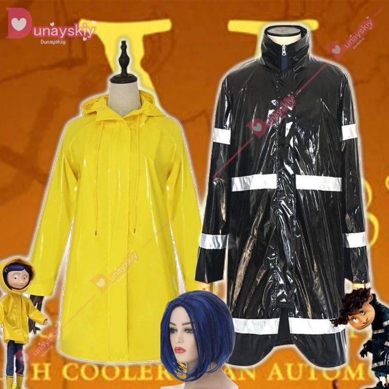 Cartoon Movie Coraline the Secret Door Cosplay Costume Coralin Wybie Lovat Hoodie Dress Jacket Coat Halloween Suit Raincoat Gift