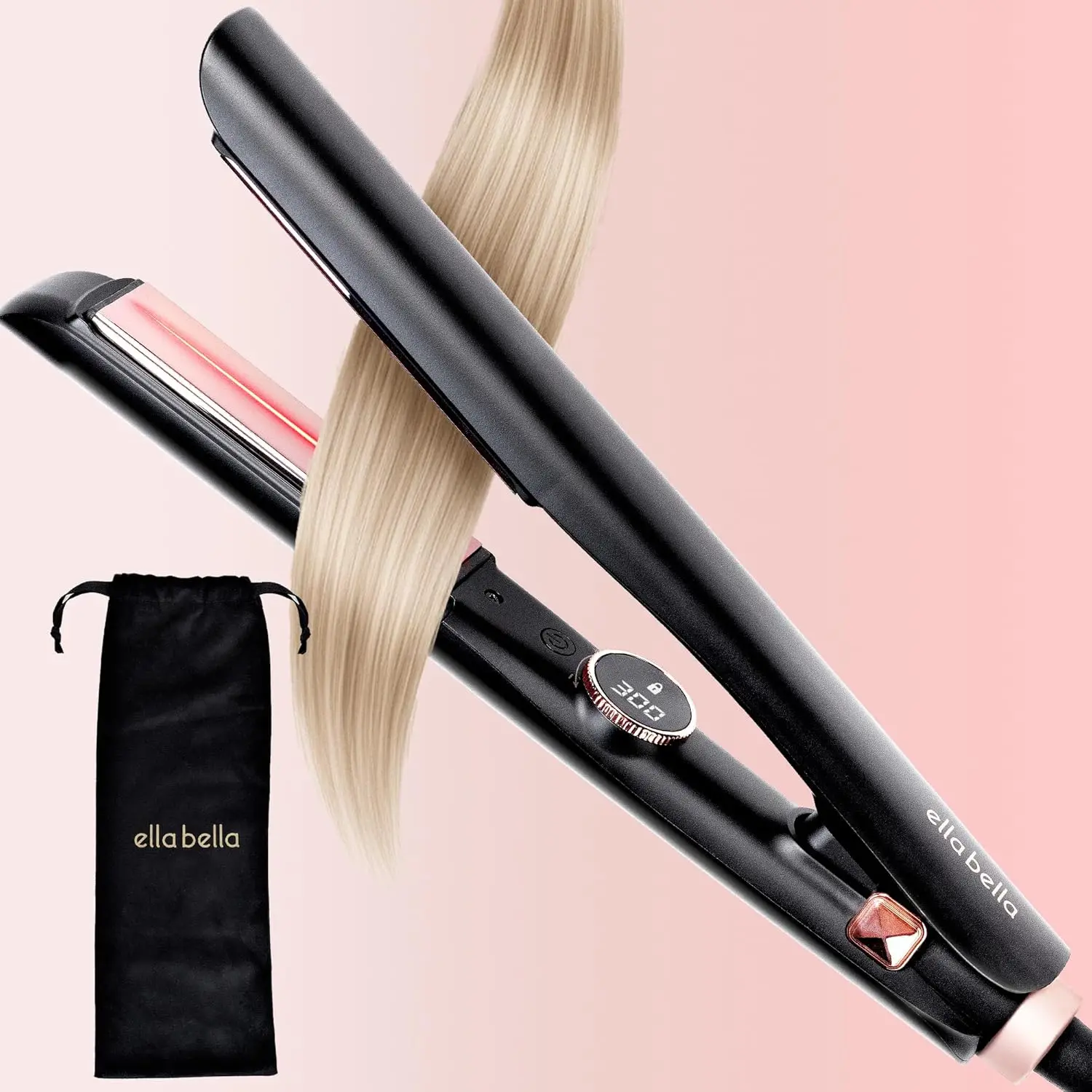 2-in-1 Hair Straightener & Curler | Infrared Tech | 10 Temp Settings | Portable
