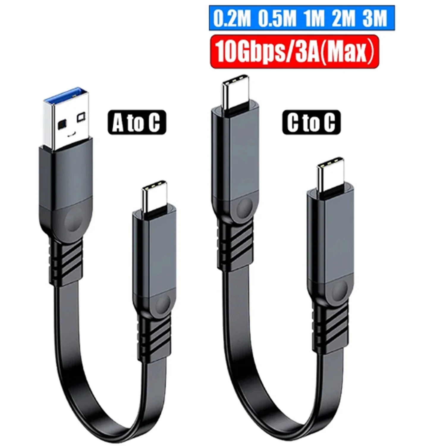 FPC USB C Flat 1m 20cm 15cm USB to Type C Short Cable USB A to USB-C 4A Fast Charging Data Cable For Smart Phone Pad Camera