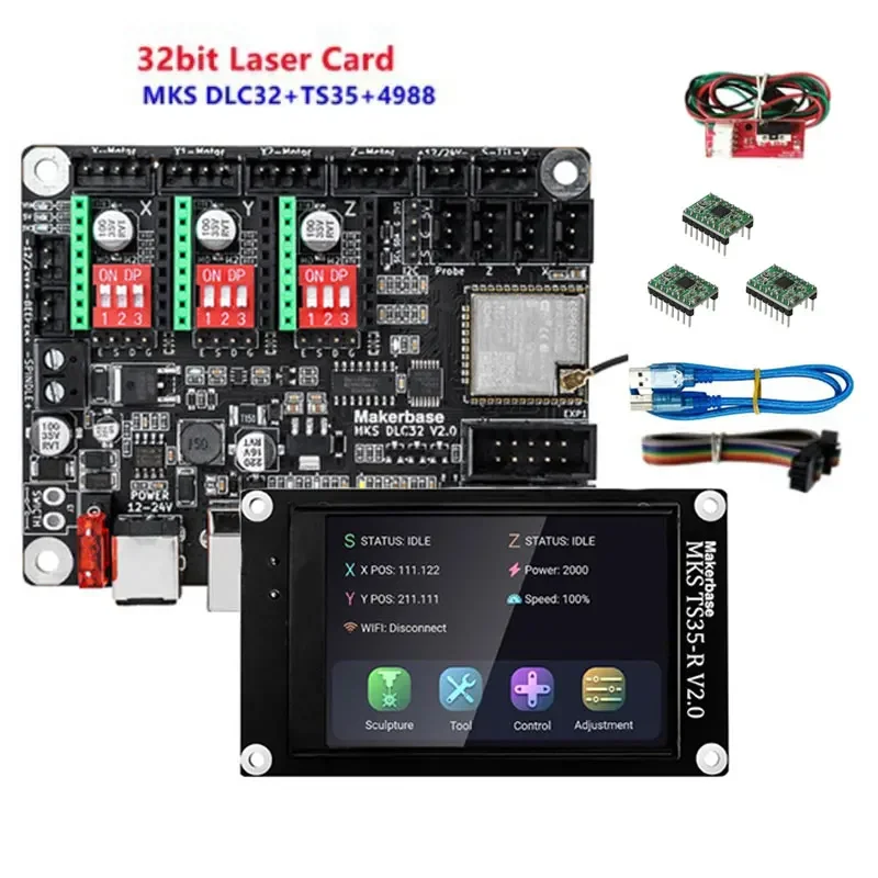 Makerbase MKS DLC32 V2.1 Offline Controller 32 bits ESP32 WIFI GRBL TFT Touchscreen voor Desktop Laser Graveermachine