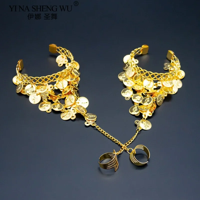 Akcesoria do Tańca Brzucha Indyjskie Bollywood Akcesoria do Tańca Wiszące Monety Rekwizyty 1 Para Złote Srebrne Akcesoria do Tańca Brzucha