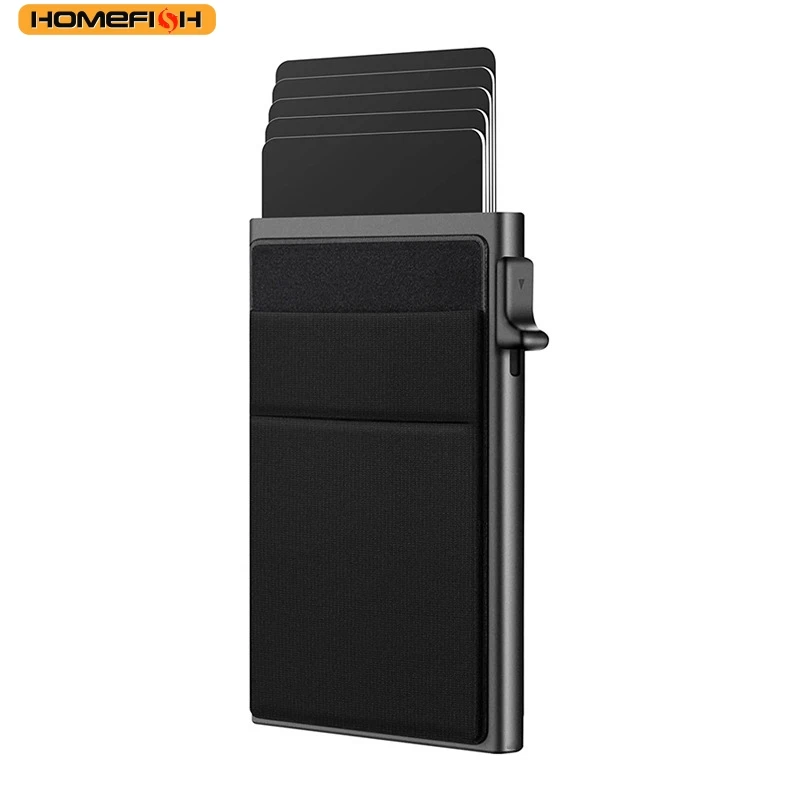 HOMEFISH RFID Blocking Card Holder, Mini Metal Wallet, Luxury Slim ID Credit Card Case for Men