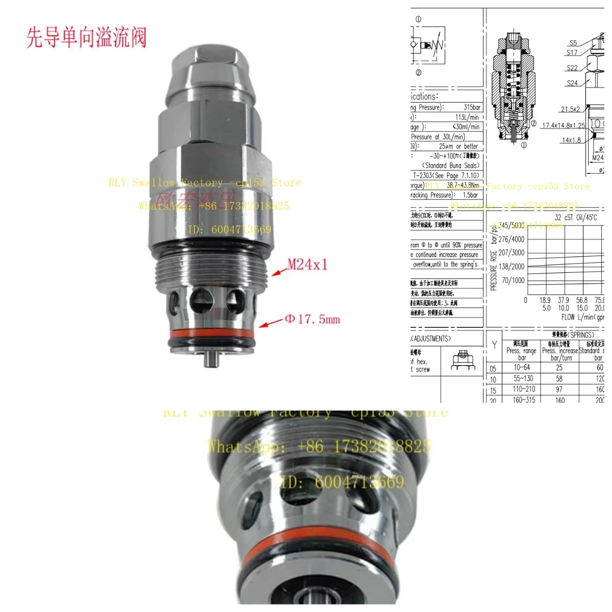 Pilot Relief Valve Hydraulic Coal Mine Boring Machine M4 Secondary Relief Valve Manual Adjustable Pressure XDYF20-03