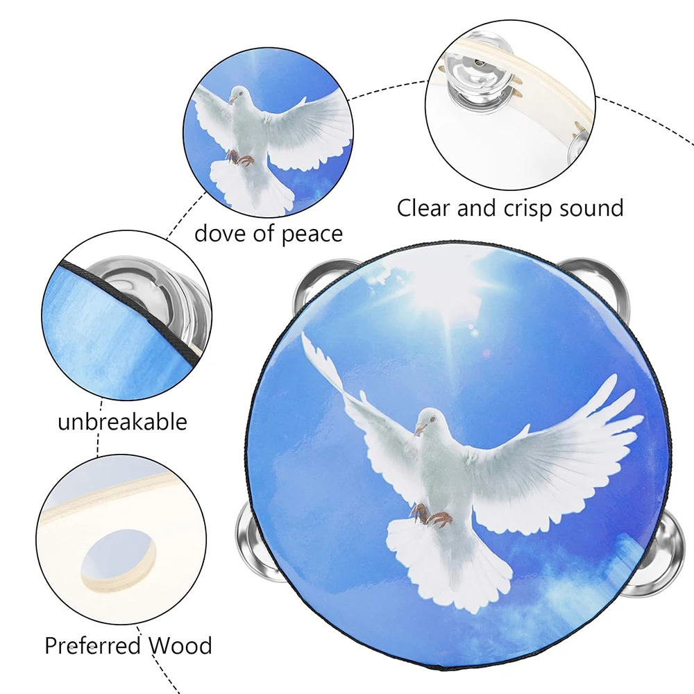 Бубен 8 дюймов 10-дюймовый ручной деревянный бубен металлические джинглы музыкальный инструмент ритм ударный бубен