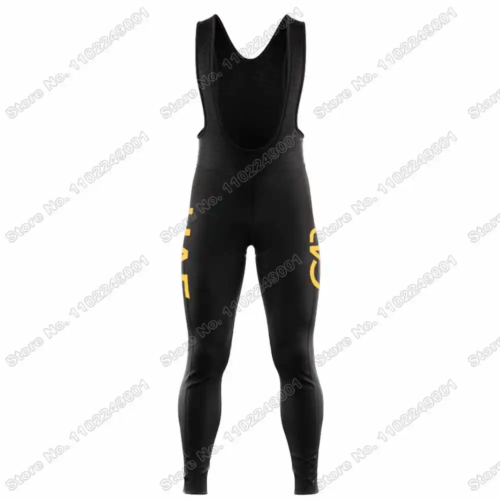 2025 فريق الإمارات العربية المتحدة الذهبي الدراجات جيرسي مجموعة الشتاء الدراجات الملابس الرجال الطريق الدراجة الحرارية سترة دعوى دراجة مريلة الجوارب متب مايوه