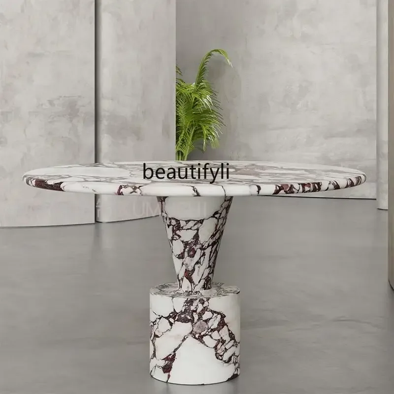 G1218 G1218 Round marble dining table household French retro light luxury modern simple table light luxury, dining table