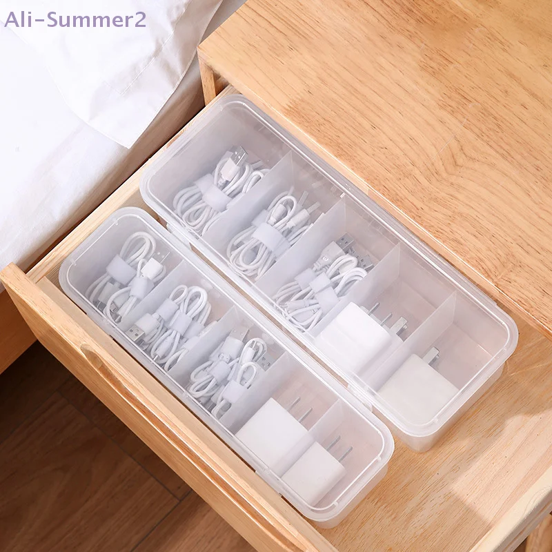 Transparent Data Cable Organizer Case Classification Dustproof Card Organizer With Lid Clutter Collection Box For Office Home
