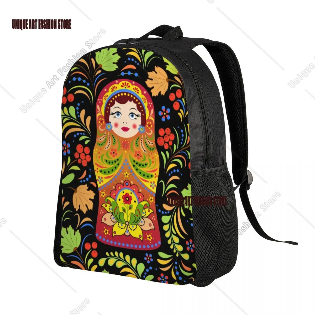 3D Print Russian Babushka Matryoshka Doll Backpacks for Girls Boys College School Travel Bags Men Bookbag Fits 15 Inch Laptop