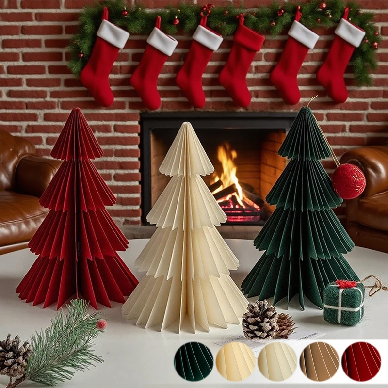 

2026 New Rustic Honeycomb Xmas Tree 3D Paper Table Decor Centerpiece Minimalist Design for Home Office School Christmas Party
