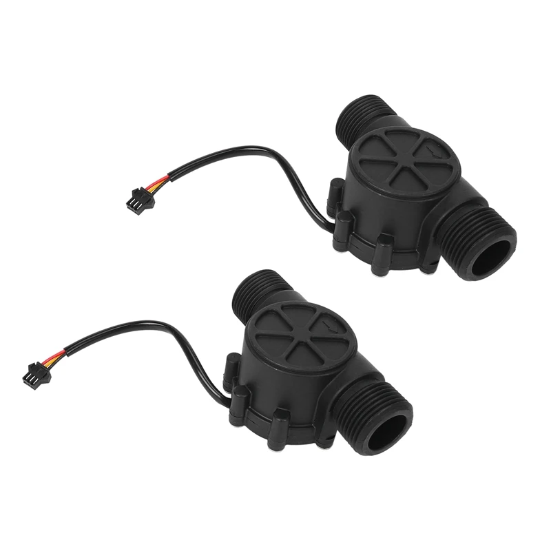 2Pcs Water Flow Sensor DN25 DC3.5-24V 1 Inch 2-100L/Min Hall Flowmeter Heat Pump Water Heater Flow Meter Switch Counter