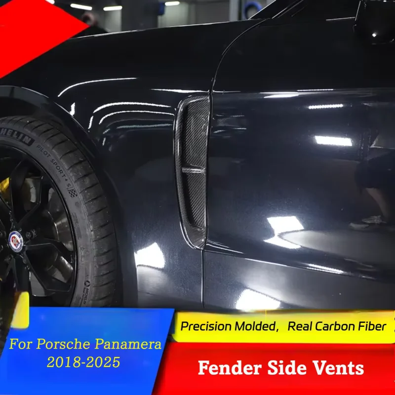 For Porsche Panamera 2017-2023 Fender Decal Sticker Carbon Fiber Look Side Vent Cover Car Exterior Styling Accessories Modified