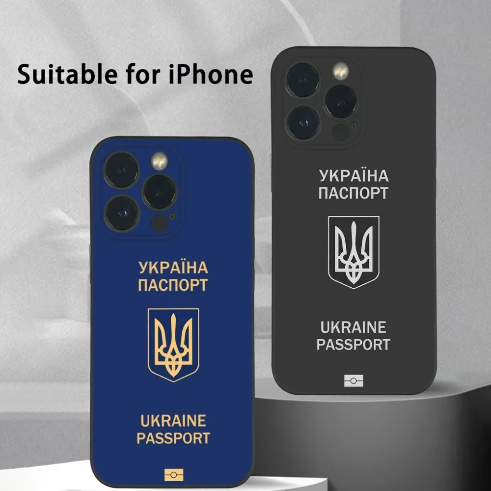 

Ukrainian Passport Pattern Phone Case For IPhone 15 14 13 12 11 Pro Xs Max Mini XR X 7 8 Plus Black Frosted Soft Shell Funda