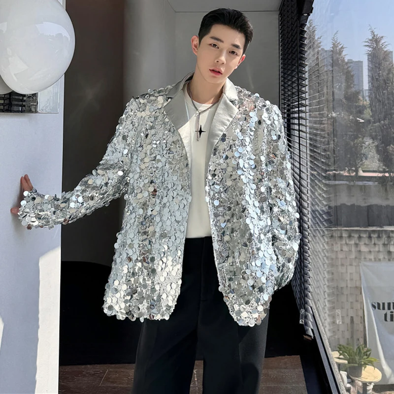 LUZHEN 2024 Autumn High Quality Trendy Sequin Decorate Design Elegant Casual Blazer Jacket Men\'s Korean Fashion Suit Coat 76fe1e