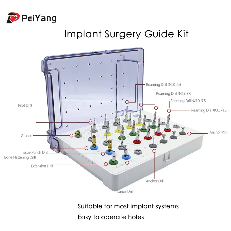 Dental Implant Surgery Guide Kit pilot reaming anchor drill guider Set Dentistry Equipment