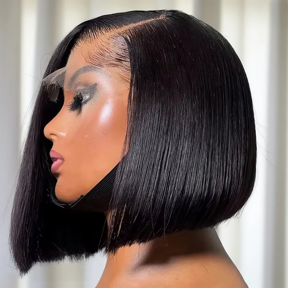 

Парик из натуральных волос Remy, 250% плотность, без клея, короткий прямой боб, 13x4, с HD прозрачным кружевным фронтом 13x6, для чернокожих женщин