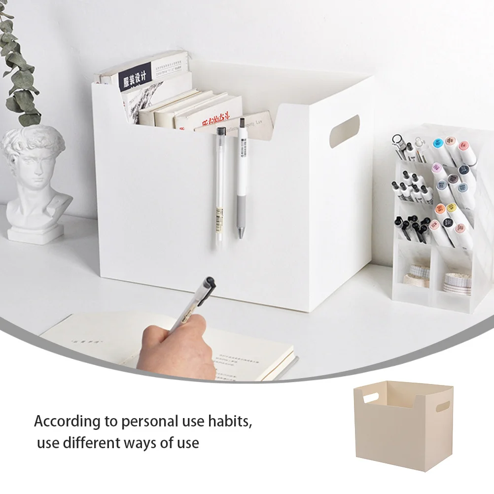 

2Pcs File Storage Box PP Plastic Desktop Organizer Portable Lightweight Large Capacity Storage Container for Office Study