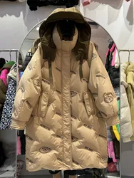 Women's Thicken Parker Down Jacket 2024 Winter New Korean Hooded Fashion White Duck Down Coat Windproof Warm Overcoat Snow Parka