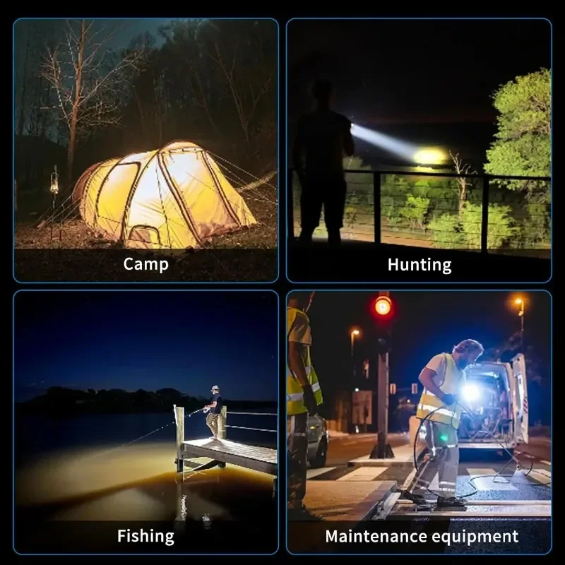 Solar Searchlight 350° Rotating Head Spotlight Rechargeable Super Bright LED Flashlight Outdoor Waterproof Emergency Work Lamp