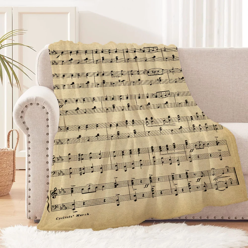 Cute Throw Blanket for Sofa Luxury Vintage Music Note Bed Blankets and Throws Interior for Home Bed Blanket 150cm X 200cm Cobija