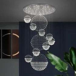 New Modern Item Large Villa Ceiling Lights Hotel Crystal Led Chandelier Staircase Pendant Light Kitchen Room Decor Hanging Lamp
