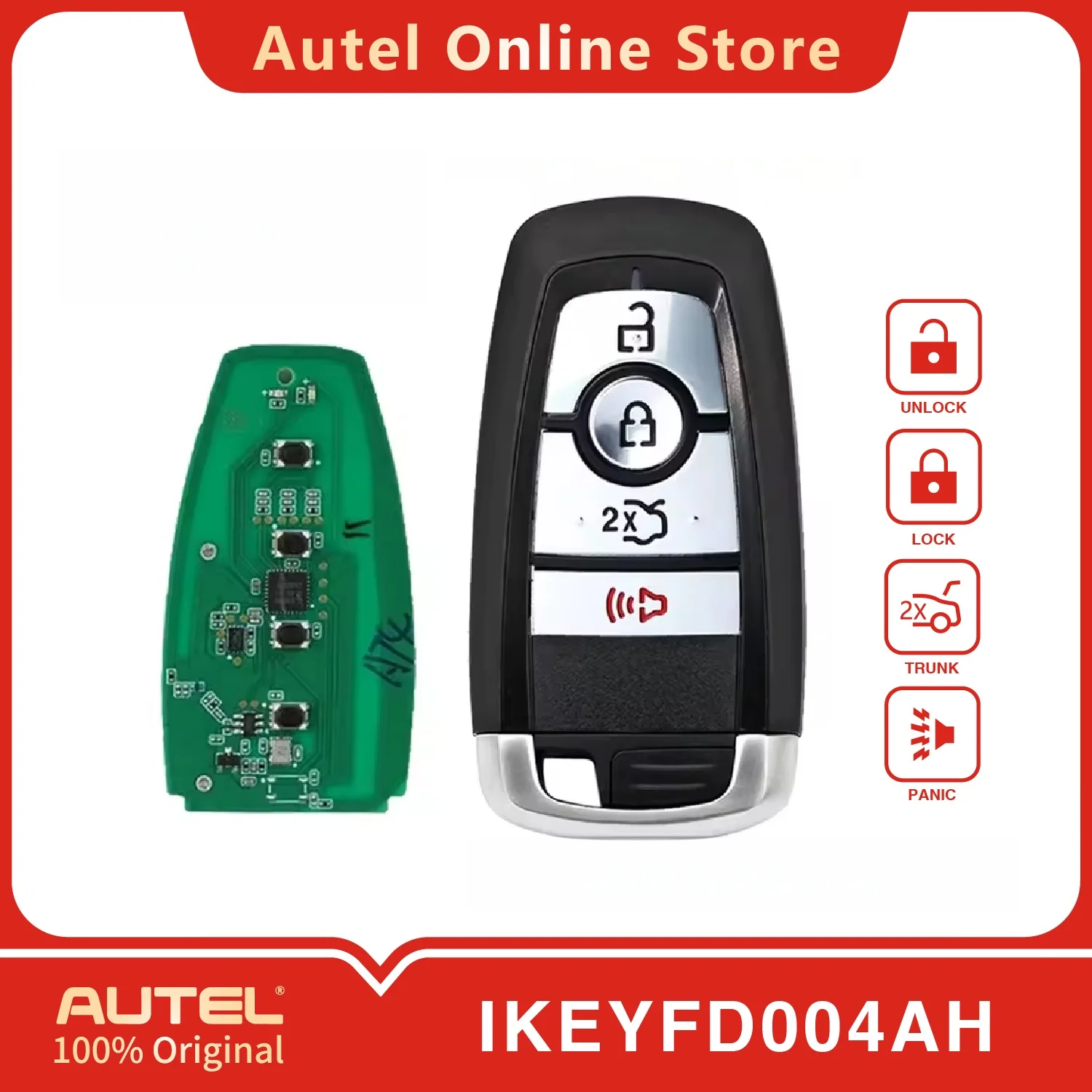 

AUTEL IKEYFD004AH 4-кнопочный универсальный интеллектуальный дистанционный ключ для KM100/IM508/IM608